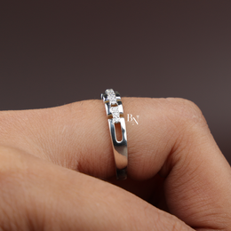 Lab Grown Diamond Unisex Band, Geometric Link Wedding Ring,0.25 ctw