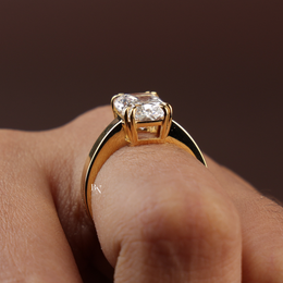 3ct Elongated Cushion Cut Lab Grown Diamond Engagement Ring, Modern Thick Band Solitaire Ring