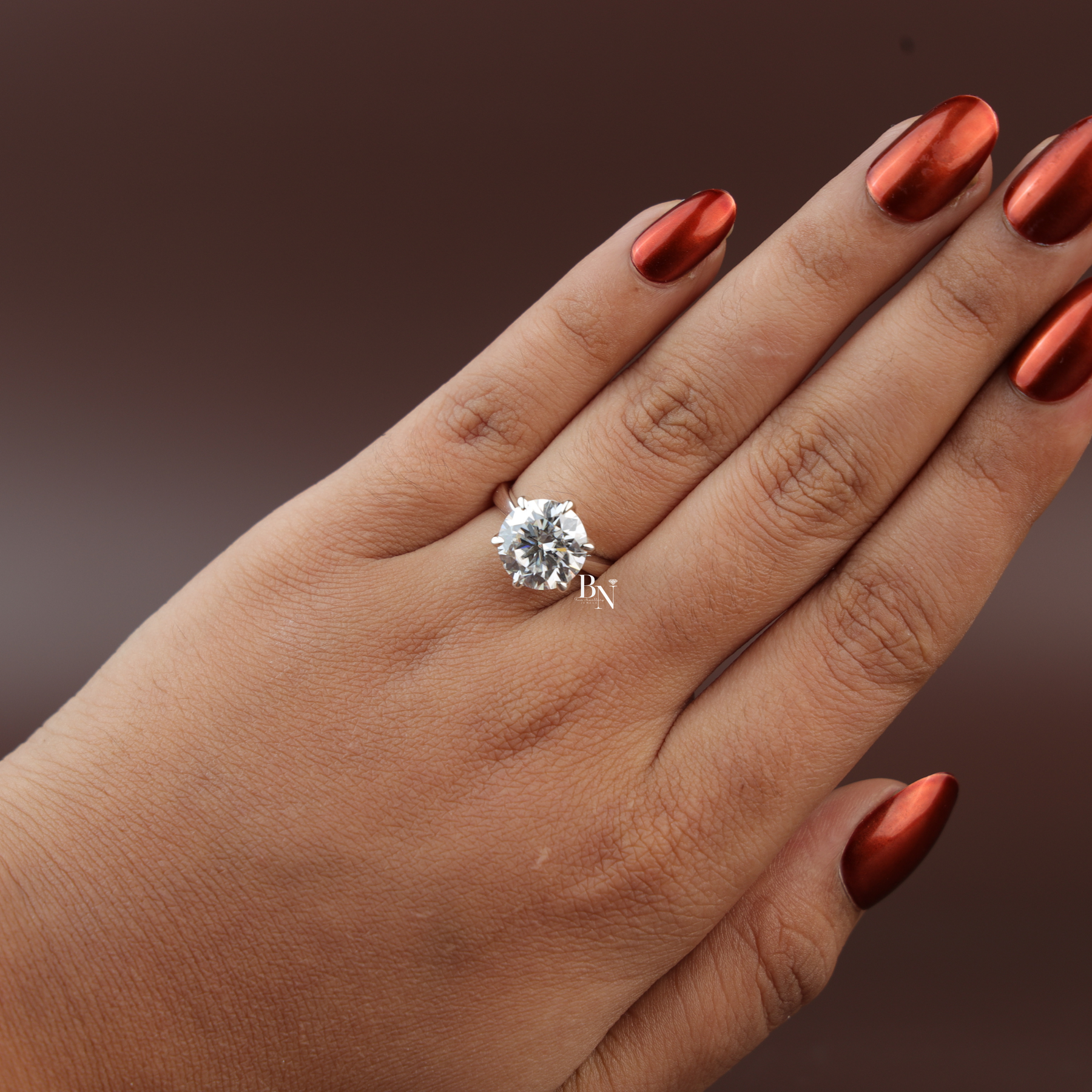 Round Cut Lab Grown Diamond Engagement Ring, 4 Carat Solitaire Ring, Six Prong White Gold Ring