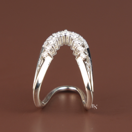 U Shape Lab Grown Diamond Wedding Band, Curved Contour Stacking Ring, Round Cut Diamond Ring Enhancer