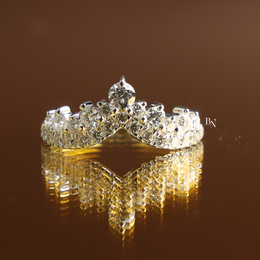 Stacking Band Lab Grown Diamond Curved , 1 CTW V Shaped Chevron Nesting Ring, Crown Tiara Wedding Band