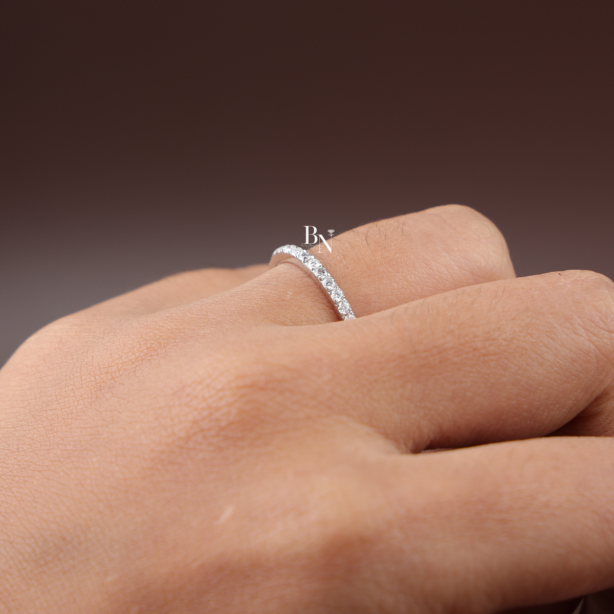 0.40ct Lab Grown Diamond Band, Round Cut Half Eternity Wedding Ring, Dainty Stackable Anniversary Ring
