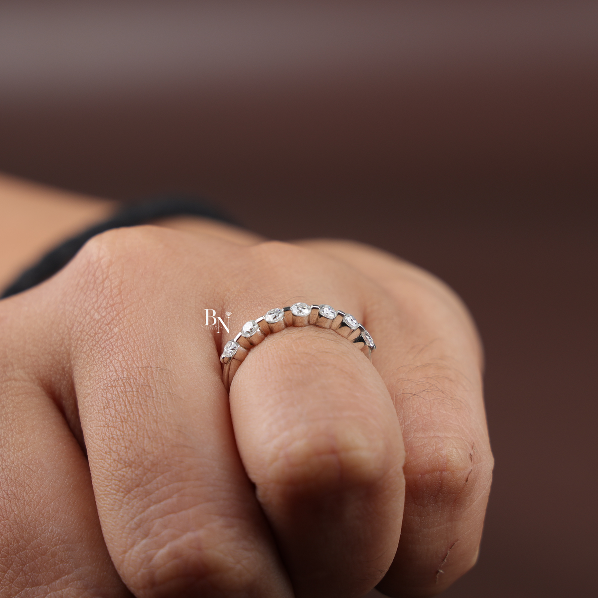 Lab Grown Diamond Wedding Band, 0.4 Ctw Round Stackable Ring, Dainty White Gold Band, Minimalist