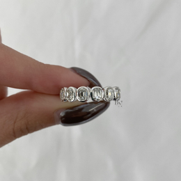 3.65ct Antique Cushion Cut Eternity Band, Bezel Set Lab Diamond Wedding Ring, 5.1mm Wide