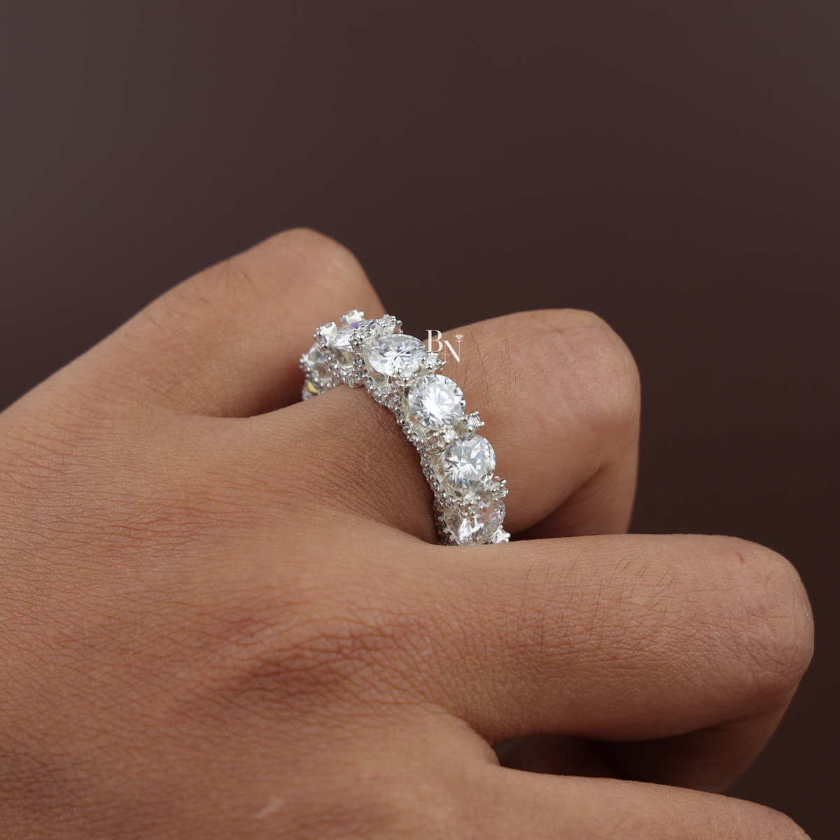 8.50 CT Full Eternity Band, Round Cut Lab Grown Diamond Wedding Ring, Shared Prong Eternity Ring