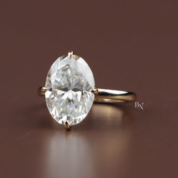 6 Carat Oval Cut Lab Grown Diamond Engagement Ring, Solitaire Gold Ring