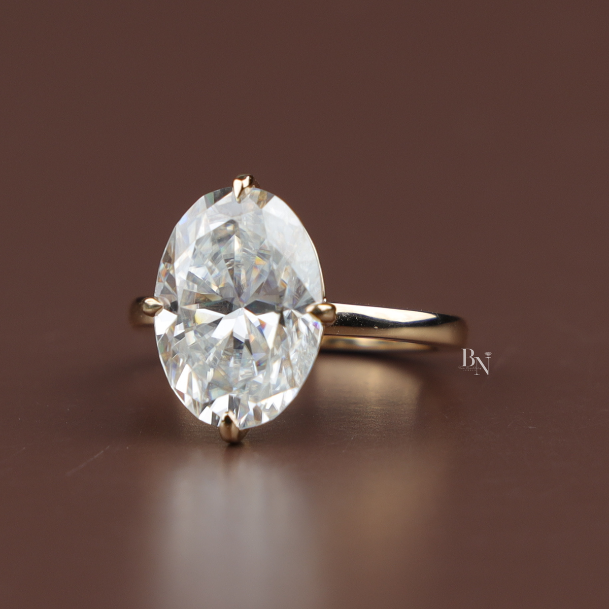 6 Carat Oval Cut Lab Grown Diamond Engagement Ring, Solitaire Gold Ring