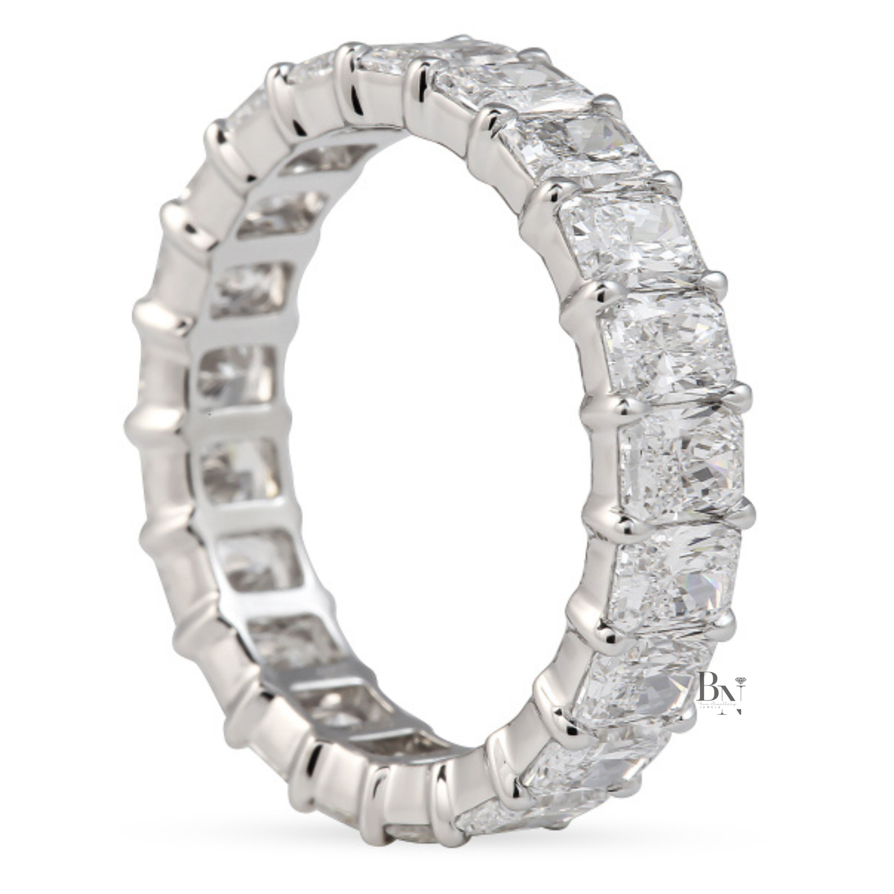 Radiant Cut Lab Diamond Eternity Band, 3.10 TCW Low Profile Wedding Ring, Handmade Gold Brida