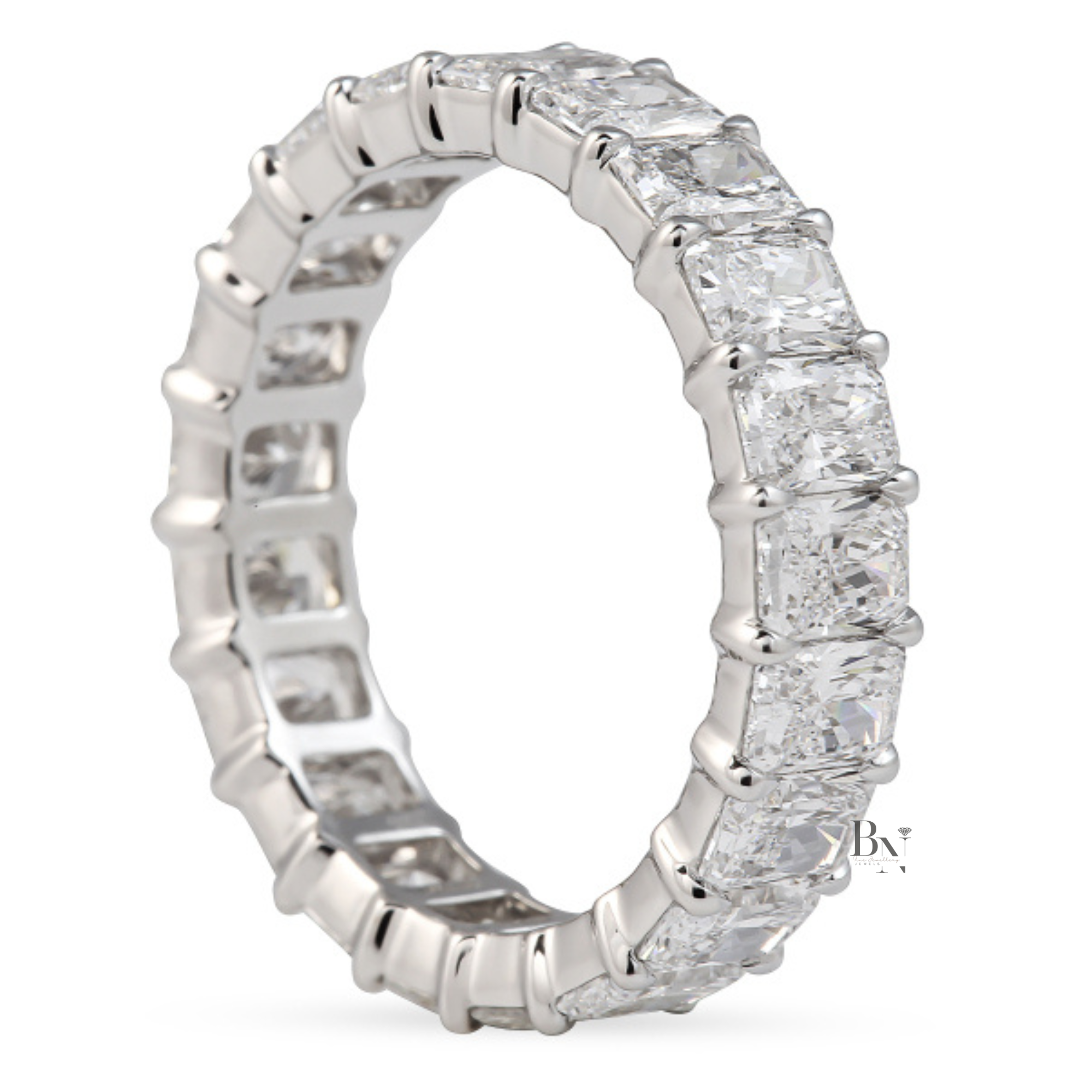Radiant Cut Lab Diamond Eternity Band, 3.10 TCW Low Profile Wedding Ring, Handmade Gold Brida