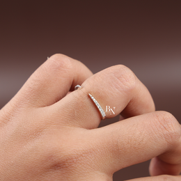 Open Lab-Grown Diamond Ring, Minimalist Stacking Gap Band, Delicate Pavé Diamond Ring