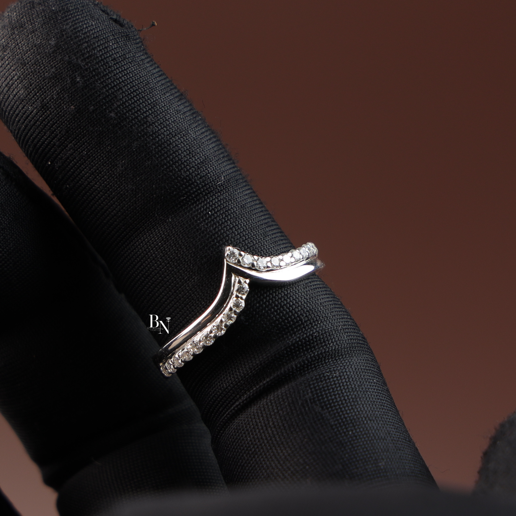 V Curved Lab Grown Diamond Wedding Band, 0.25ct V Shaped Contour Ring
