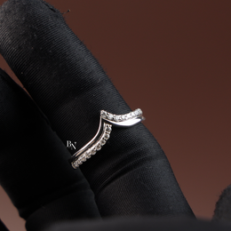 V Curved Lab Grown Diamond Wedding Band, 0.25ct V Shaped Contour Ring