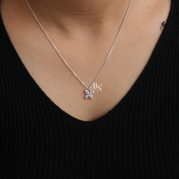 Lab Grown Diamond Butterfly Necklace, Marquise and Pear Cut Pendant, White Gold Tone Fine Jewelry