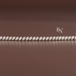 Marquise Cut Lab Grown Diamond Tennis Bracelet, 2.60 CTW Diagonal Slant Diamond Chain, Yellow Gold Fine Jewelry