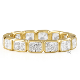 East West Radiant Cut Eternity Band, Lab Grown Diamond Bezel Wedding Ring, 14K Gold 2 Carat Stacking Ring