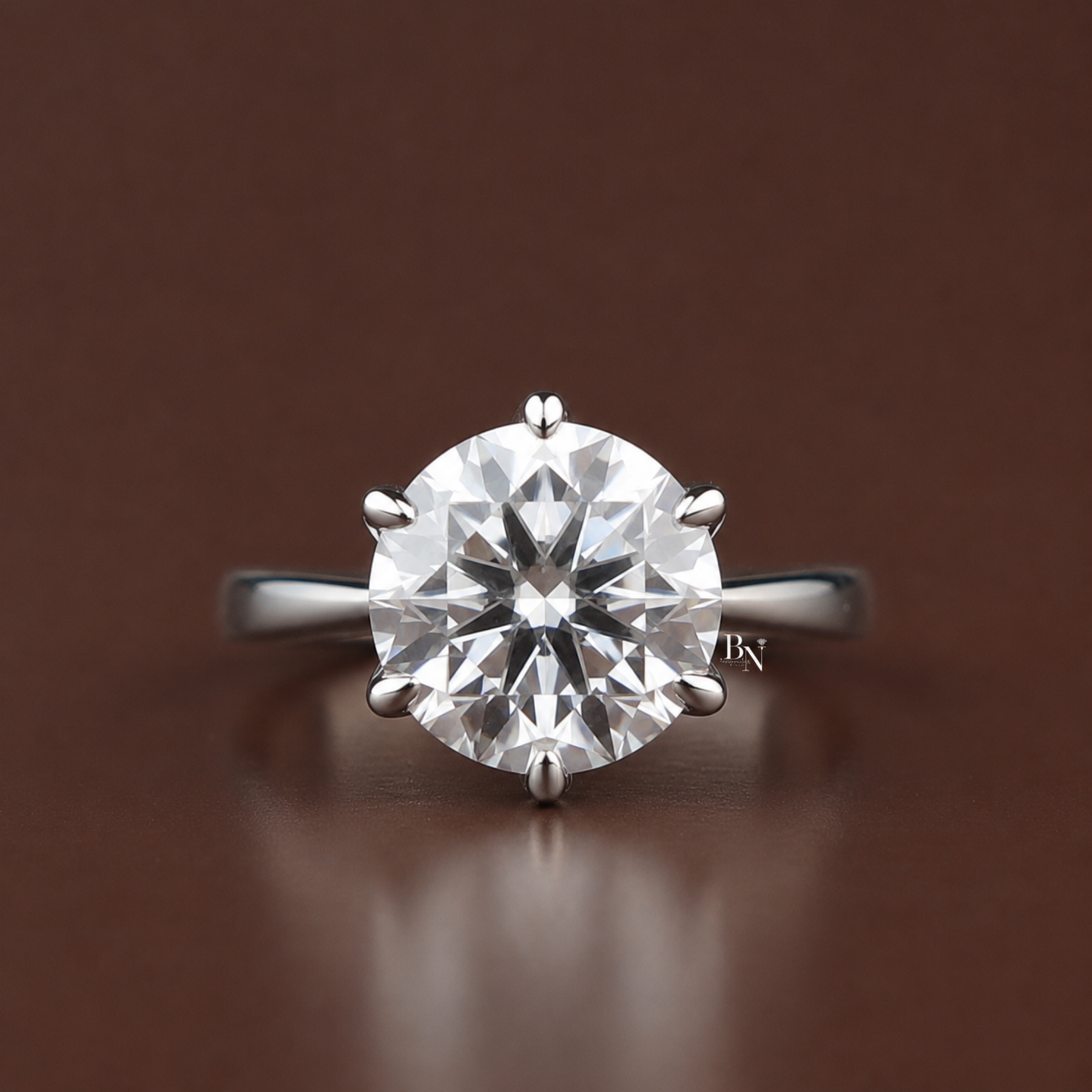 Round Cut Lab Grown Diamond Engagement Ring, 4 Carat Solitaire Ring, Six Prong White Gold Ring