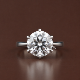 Round Cut Lab Grown Diamond Engagement Ring, 4 Carat Solitaire Ring, Six Prong White Gold Ring