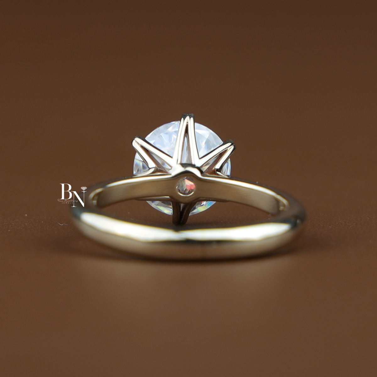 3 Carat Round Lab Diamond Engagement Ring, Classic 6 Prong Solitaire Ring in Gold