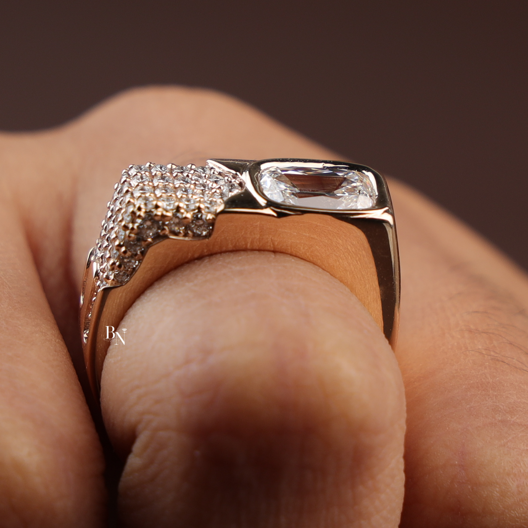 Mens Lab Grown Diamond Ring, Criss Cut Statement Ring, Gold Mens Ring, Hip Hop Luxury Jewelry