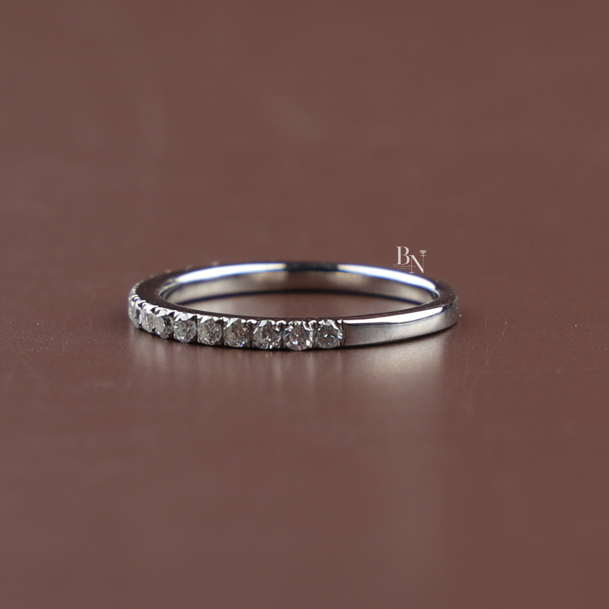 0.40ct Lab Grown Diamond Band, Round Cut Half Eternity Wedding Ring, Dainty Stackable Anniversary Ring