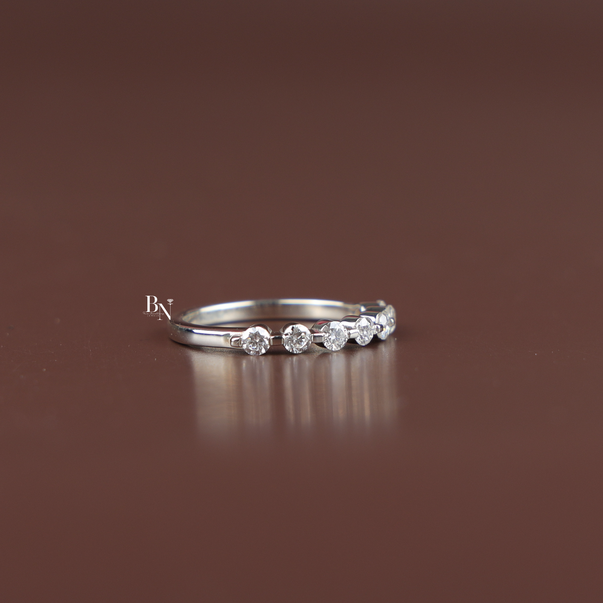 Lab Grown Diamond Wedding Band, 0.4 Ctw Round Stackable Ring, Dainty White Gold Band, Minimalist
