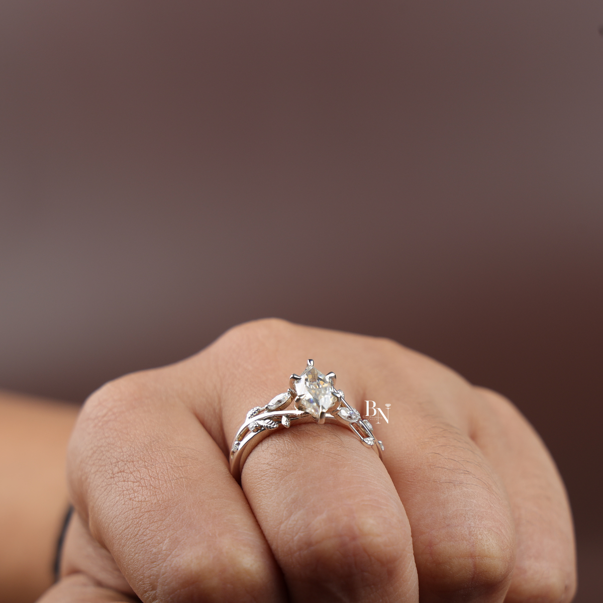 1 Carat Dutch Marquise Lab Grown Diamond Ring, Nature Inspired Vine Engagement Ring