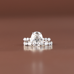 1 CTW Oval Lab Grown Diamond Bridal Set, Alternating Marquise and Round Band Engagement Ring