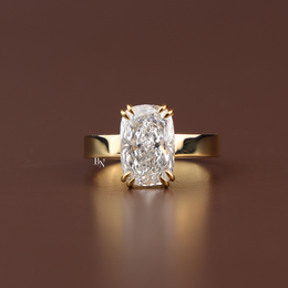3ct Elongated Cushion Cut Lab Grown Diamond Engagement Ring, Modern Thick Band Solitaire Ring