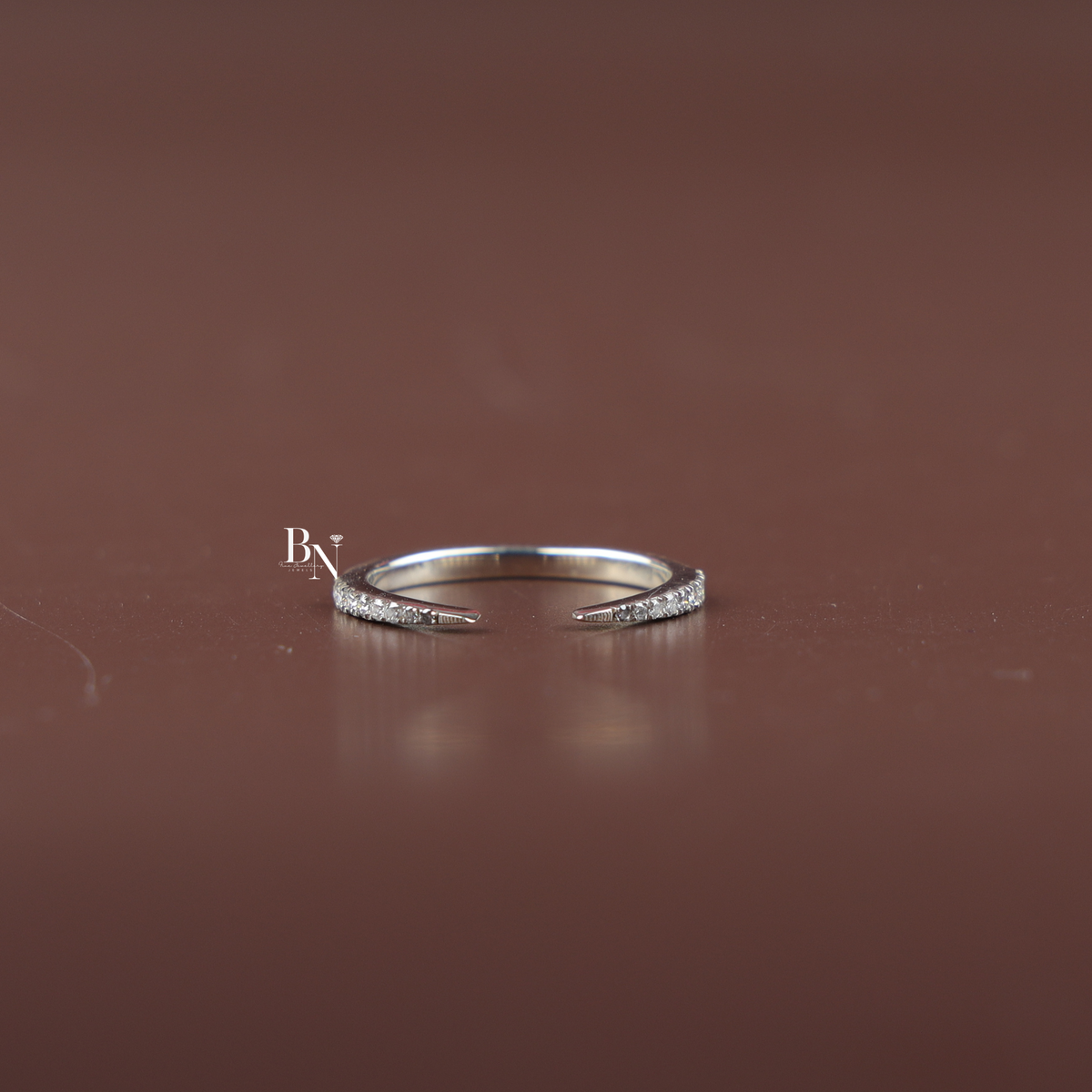 Open Lab-Grown Diamond Ring, Minimalist Stacking Gap Band, Delicate Pavé Diamond Ring