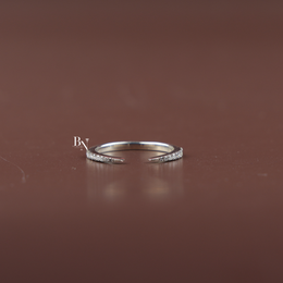 Open Lab-Grown Diamond Ring, Minimalist Stacking Gap Band, Delicate Pavé Diamond Ring