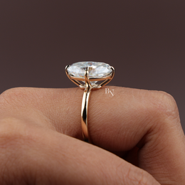 6 Carat Oval Cut Lab Grown Diamond Engagement Ring, Solitaire Gold Ring