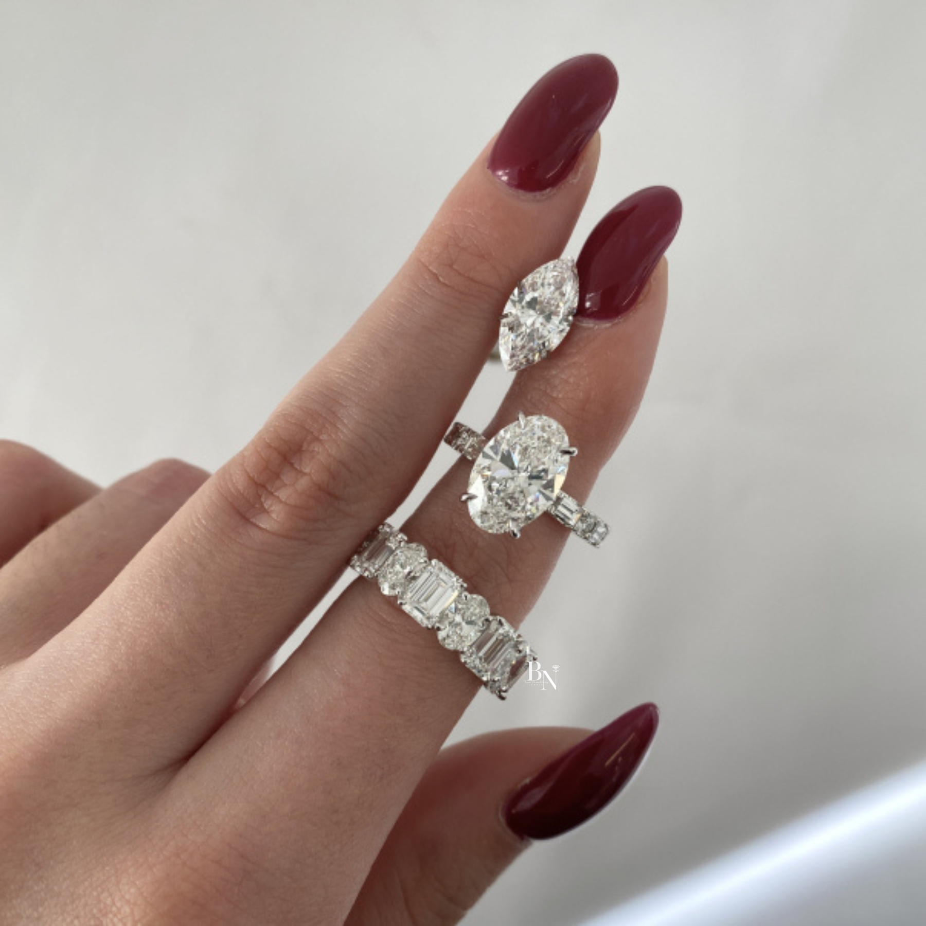Oval and Emerald Lab Diamond Eternity Band, 7.50 CTW Alternating Mixed Shape Ring, 14K Gold