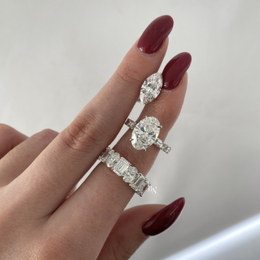 Oval and Emerald Lab Diamond Eternity Band, 7.50 CTW Alternating Mixed Shape Ring, 14K Gold