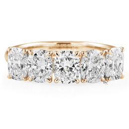 5 Stone Cushion Cut Lab Diamond Anniversary Ring, 2.50 CTW Floating Prong Wedding Band, 14K Gold