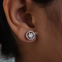 Lab Grown Diamond Stud Earrings, Round Cluster Halo Studs, Rose Gold Screw Back Earrings