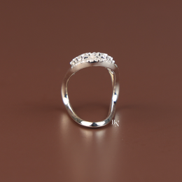 U Shape Lab Grown Diamond Wedding Band, Curved Contour Stacking Ring, Round Cut Diamond Ring Enhancer