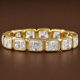 East West Radiant Cut Eternity Band, Lab Grown Diamond Bezel Wedding Ring, 14K Gold 2 Carat Stacking Ring