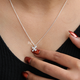 Lab Grown Diamond Butterfly Necklace, Marquise and Pear Cut Pendant, White Gold Tone Fine Jewelry