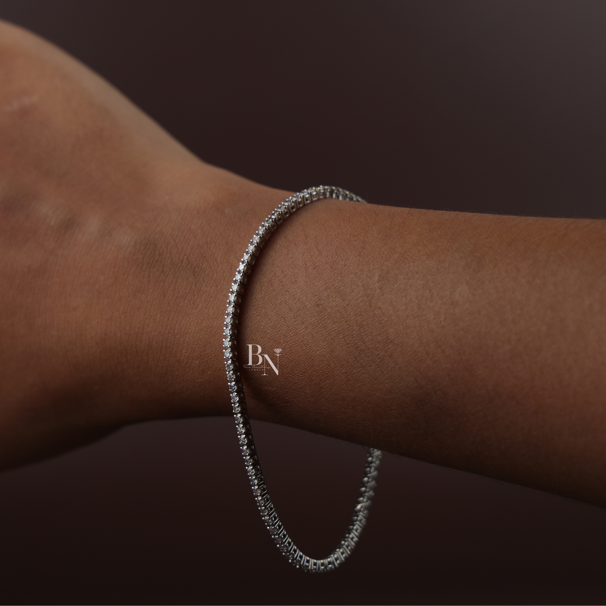 2 CTW Lab Grown Diamond Tennis Bracelet, Round Cut Classic Diamond Wristband, Elegant Bridal Jewelry