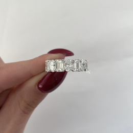 Oval and Emerald Lab Diamond Eternity Band, 7.50 CTW Alternating Mixed Shape Ring, 14K Gold