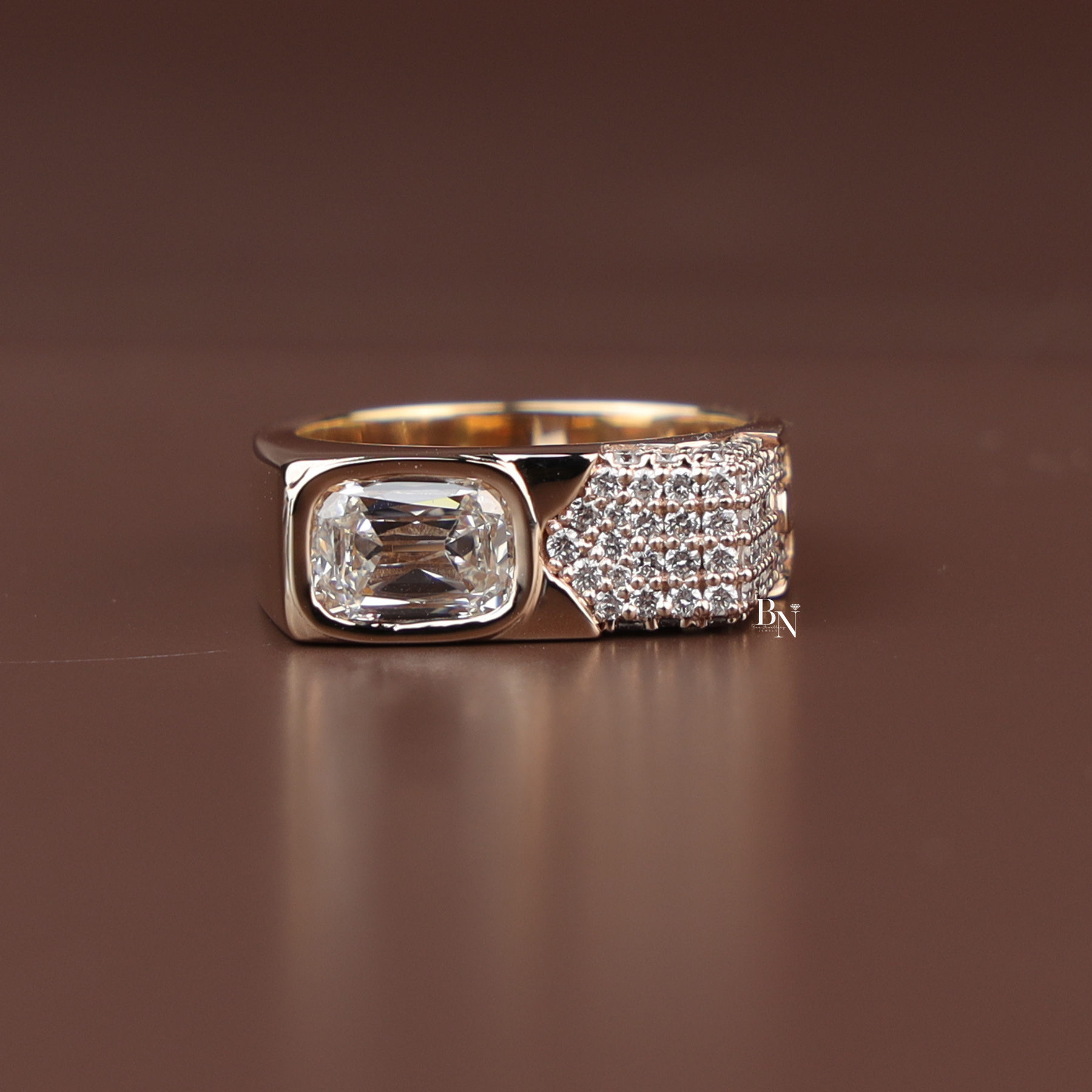 Mens Lab Grown Diamond Ring, Criss Cut Statement Ring, Gold Mens Ring, Hip Hop Luxury Jewelry