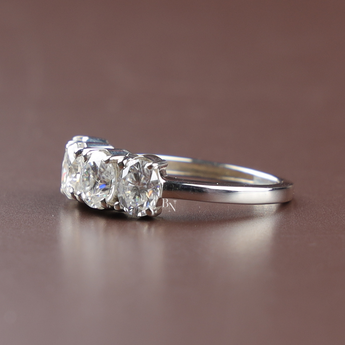 1.40ct Oval Lab Grown Diamond Band, 4 Stone Half Eternity Wedding Ring, Four Stone Anniversary Ring