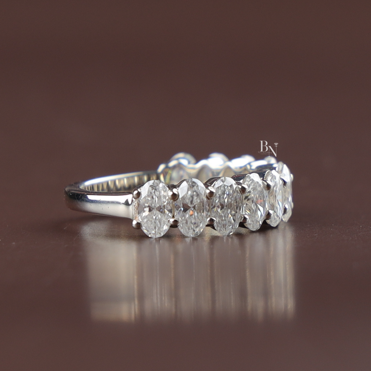 2.3ct Oval Lab Grown Diamond Band, Shared Prong Half Eternity Ring, Lab Created Anniversary Band