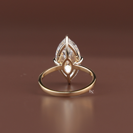 6ct Marquise Cut Lab Grown Diamond Engagement Ring, Modern Slim Band Solitaire Ring, Yellow Gold
