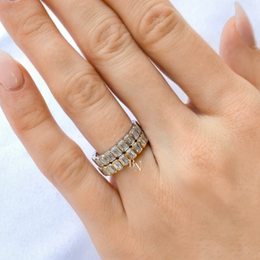 Emerald Cut Lab Diamond Band, 1.70 CTW Bezel Set Eternity Ring, Solid Gold Bridal Stacking Ring