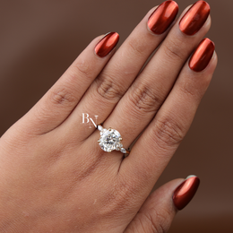 3ct Oval Lab Grown Diamond Engagement Ring, Hidden Halo Oval Ring with Side Stones, Gold Cluster