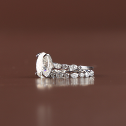 1 CTW Oval Lab Grown Diamond Bridal Set, Alternating Marquise and Round Band Engagement Ring