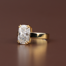 3ct Elongated Cushion Cut Lab Grown Diamond Engagement Ring, Modern Thick Band Solitaire Ring