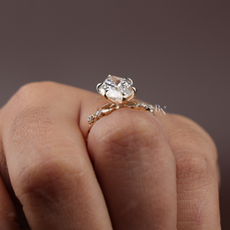 Vintage Inspired, 3ct Marquise Lab Grown Diamond Ring, Unique Yellow Gold Engagement Ring