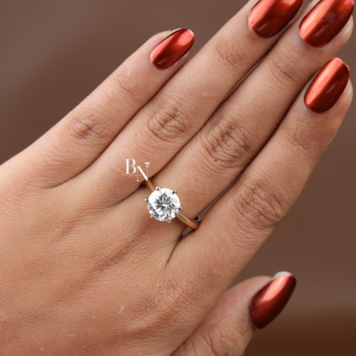 3 Carat Round Lab Diamond Engagement Ring, Classic 6 Prong Solitaire Ring in Gold